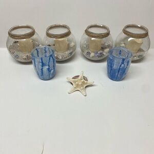 Fish Bowl Candle SET w/Sand & Real Shells